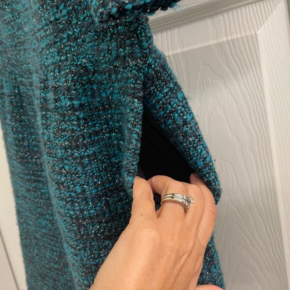 Women’s Alice + Olivia Glenys Short-Sleeve Tweed Dress Teal Size 0 - Picture 6 of 9